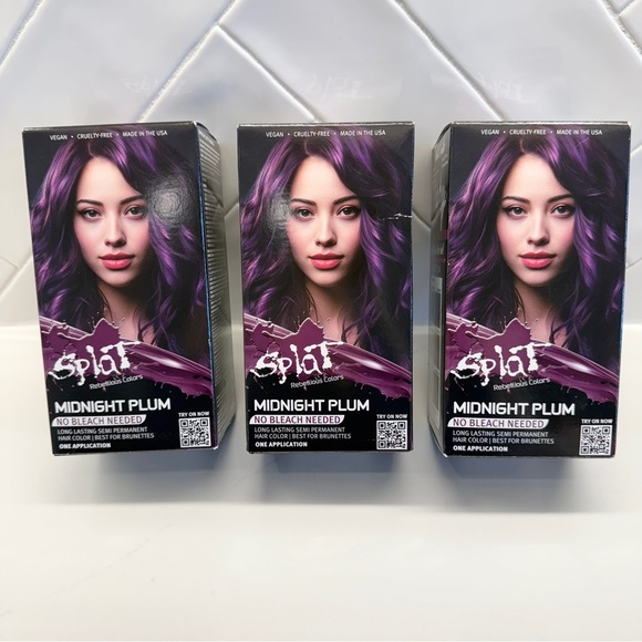 SET OF 3! Splat Midnight Plum Hair Dye Kit Vegan Long-Lasting No Bleach Needed - Picture 1 of 7